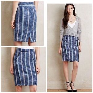 Eva Franco Blue Bouclé Tweed Embarcadero Skirt 4​​​​